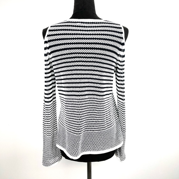 Rag & Bone Black White Crochet Cold Shoulder Top L - Picture 6 of 14